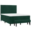 Image de vidaXL Sommier à lattes de lit et matelas Vert foncé 140x190cm Velours