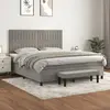 Image de vidaXL Sommier à lattes de lit et matelas Gris clair 160x200cm Velours