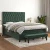 Image de vidaXL Sommier à lattes de lit et matelas Vert foncé 140x200cm Velours
