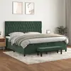 Image de vidaXL Sommier à lattes de lit et matelas Vert foncé 200x200cm Velours