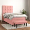 Image de vidaXL Sommier à lattes de lit avec matelas Rose 90x190 cm Velours