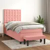 Image de vidaXL Sommier à lattes de lit avec matelas Rose 100x200 cm Velours