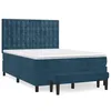 Image de vidaXL Sommier à lattes de lit et matelas Bleu foncé 140x200cm Velours