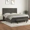 Image de vidaXL Sommier à lattes de lit et matelas Gris foncé 160x200cm Velours