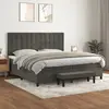 Image de vidaXL Sommier à lattes de lit et matelas Gris foncé 200x200cm Velours