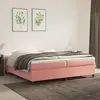 Image de vidaXL Sommier à lattes de lit avec matelas Rose 200x200 cm Velours