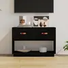 Image de vidaXL Meuble TV Noir 90x40x60 cm Bois de pin massif