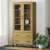 Image de vidaXL Bibliothèque avec pieds en métal Marron 85x35x172,5cm Bois OSLO