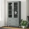 Image de vidaXL Bibliothèque avec pieds en métal Gris 85x35x172,5 cm Bois OSLO