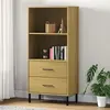 Image de vidaXL Bibliothèque à 2 tiroirs Marron 60x35x128,5 cm Bois massif OSLO