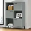 Image de vidaXL Bibliothèque avec pieds en métal Gris 90x35x128,5 cm Bois OSLO