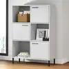 Image de vidaXL Bibliothèque avec pieds en métal Blanc 90x35x128,5 cm Bois OSLO