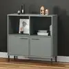 Image de vidaXL Bibliothèque avec pieds en métal Gris 90x35x90,5 cm Bois OSLO