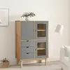Image de vidaXL Buffet haut OTTA marron et gris 85x43x125 cm bois massif de pin
