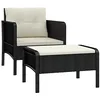 Image de Revera Ensemble de jardin 2 pièces avec coussins noir en polyrotin