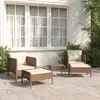 Image de vidaXL Salon de jardin 5 pcs avec coussins Marron Résine tressée