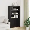 Image de vidaXL Buffet haut Noir 80x35x154 cm Bois massif de pin