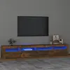Image de vidaXL Meuble TV avec lumières LED Chêne fumé 240x35x40 cm