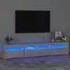Image de vidaXL Meuble TV avec lumières LED Gris béton 210x35x40 cm