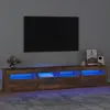 Image de vidaXL Meuble TV avec lumières LED Chêne fumé 210x35x40 cm