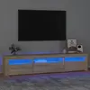 Image de vidaXL Meuble TV avec lumières LED Chêne sonoma 195x35x40 cm