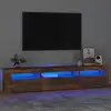 Image de vidaXL Meuble TV avec lumières LED Chêne fumé 195x35x40 cm