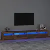 Image de vidaXL Meuble TV avec lumières LED Chêne fumé 270x35x40 cm