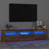 Image de vidaXL Meuble TV avec lumières LED Chêne fumé 180x35x40 cm