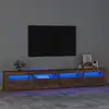 Image de vidaXL Meuble TV avec lumières LED Chêne fumé 240x35x40 cm