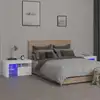 Image de vidaXL Tables de chevet 2 pcs et lumières LED Blanc 70x36,5x40 cm