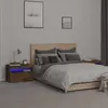 Image de vidaXL Tables de chevet 2 pcs et lumières LED Chêne fumé 60x35x40 cm