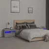 Image de vidaXL Tables de chevet 2 pcs et lumières LED Sonoma gris 60x35x40 cm