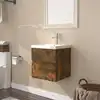 Image de vidaXL Meuble lavabo avec bassin intégré Chêne fumé Bois d'ingénierie
