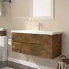Image de vidaXL Meuble lavabo avec bassin intégré Chêne fumé Bois d'ingénierie