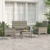 Image de vidaXL Salon de jardin 4 pcs avec coussins Gris Résine tressée