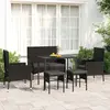 Image de vidaXL Salon de jardin 6 pcs avec coussins Noir Résine tressée