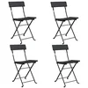 Image de vidaXL Chaises pliantes 4 pièces en polyrotin noir et acier