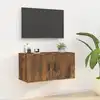 Image de vidaXL Meuble TV mural Chêne fumé 80x34,5x40 cm