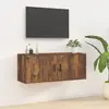 Image de vidaXL Meuble TV mural Chêne fumé 100x34,5x40 cm