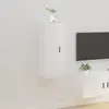 Image de vidaXL Meuble TV mural Blanc brillant 40x34,5x100 cm