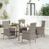Image de vidaXL Chaises de jardin avec coussins lot de 4 Résine tressée Gris