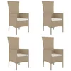 Image de vidaXL Chaises de jardin avec coussins lot de 4 Résine tressée Beige