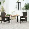 Image de vidaXL Table de jardin plateau en bois Noir Résine tressée bois massif