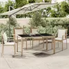 Image de vidaXL Table de jardin plateau en verre Résine tressée verre trempé