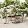 Image de vidaXL Table de jardin plateau en verre Résine tressée verre trempé