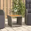 Image de vidaXL Table à thé et dessus en bois Gris Résine tressée Acacia massif