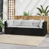 Image de vidaXL Salon de jardin 3 pcs avec coussins Noir Résine tressée