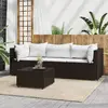 Image de vidaXL Salon de jardin 4 pcs avec coussins Marron Résine tressée