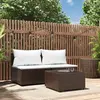 Image de vidaXL Salon de jardin 3 pcs avec coussins marron résine tressée