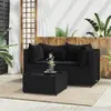 Image de vidaXL Salon de jardin 3 pcs avec coussins Noir Résine tressée